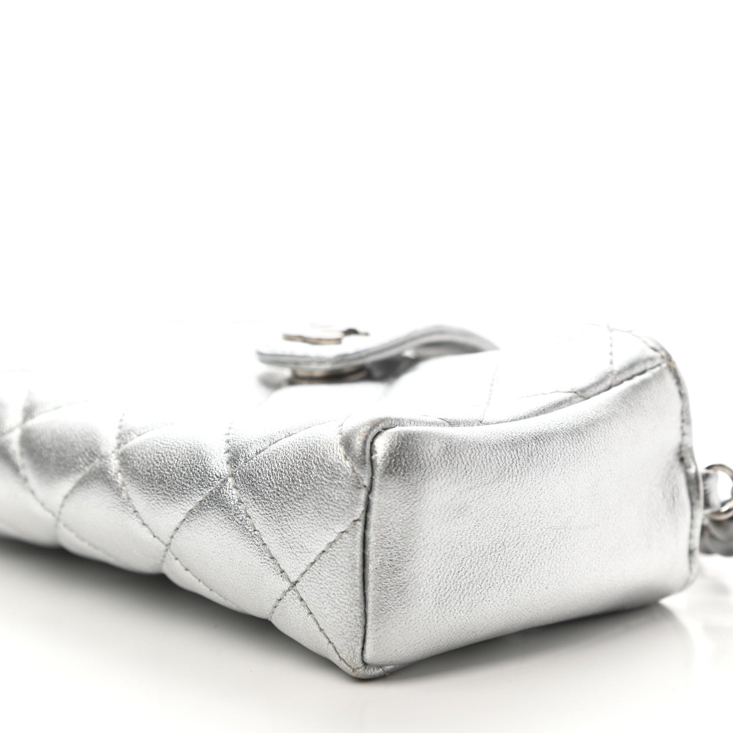 Chanel Metallic Lambskin Quilted Pearl Chain Mini Love Symbols Bag Silver 9 of 10