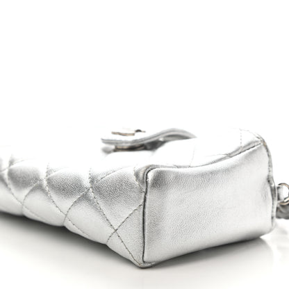 Chanel Metallic Lambskin Quilted Pearl Chain Mini Love Symbols Bag Silver 9 of 10