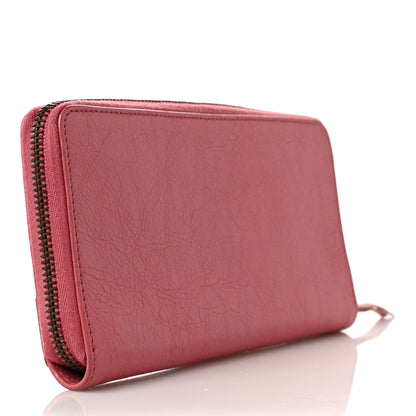 Balenciaga Agneau Classic Hardware Continental Zip Around Wallet Rose Hortensia 3 of 8