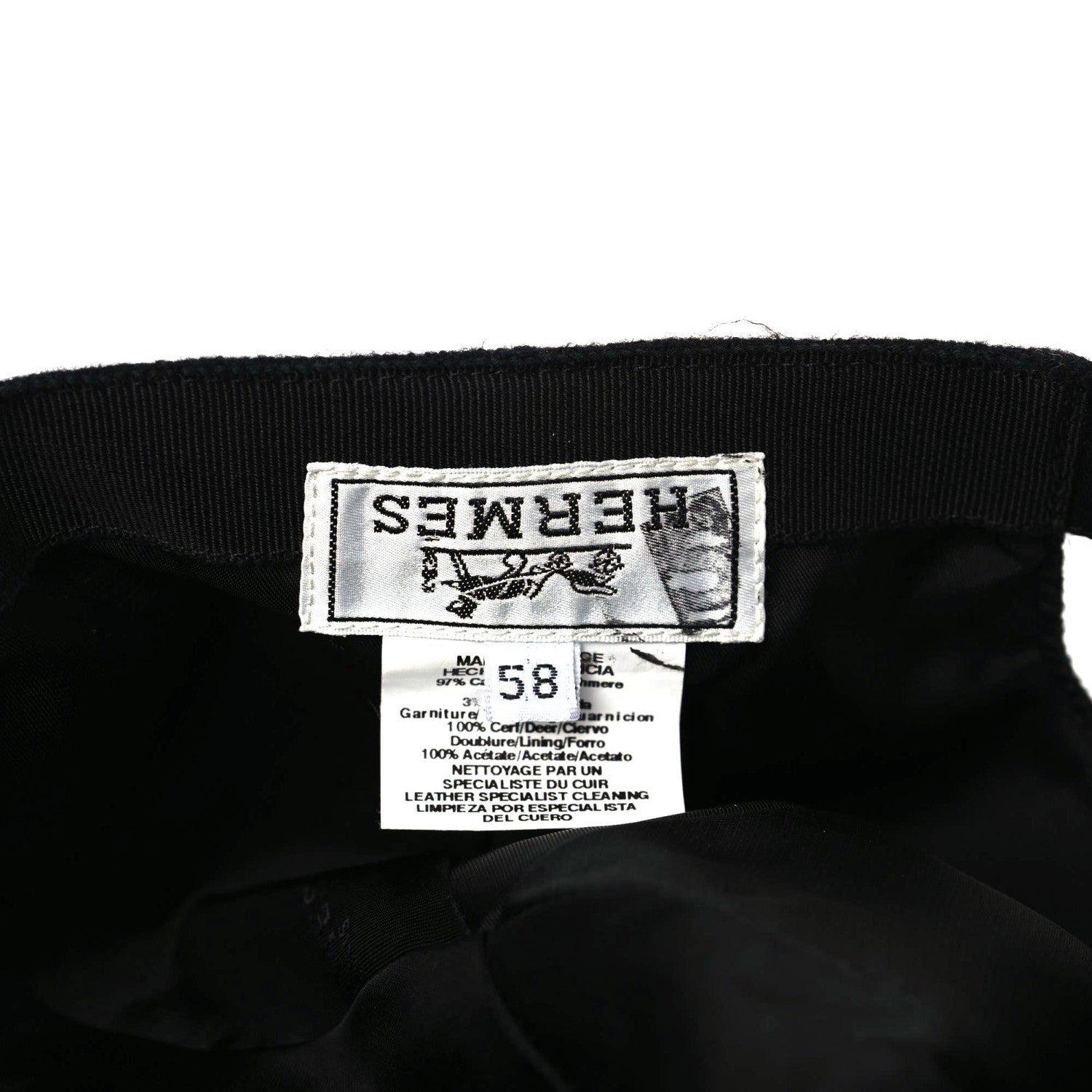 Hermes Cashmere Silk Cap 58 Black 7 of 7