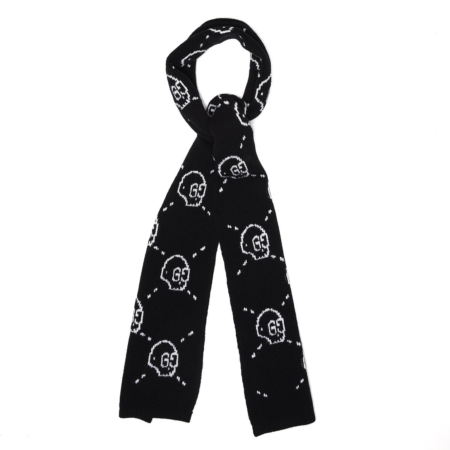 Wool Tricot GG Hamlet Scarf Black White