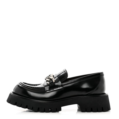 Gucci Cordovan Lux Womens Jeanne Platform Lug Sole 30/45mm Loafers 37 Black 1 of 8