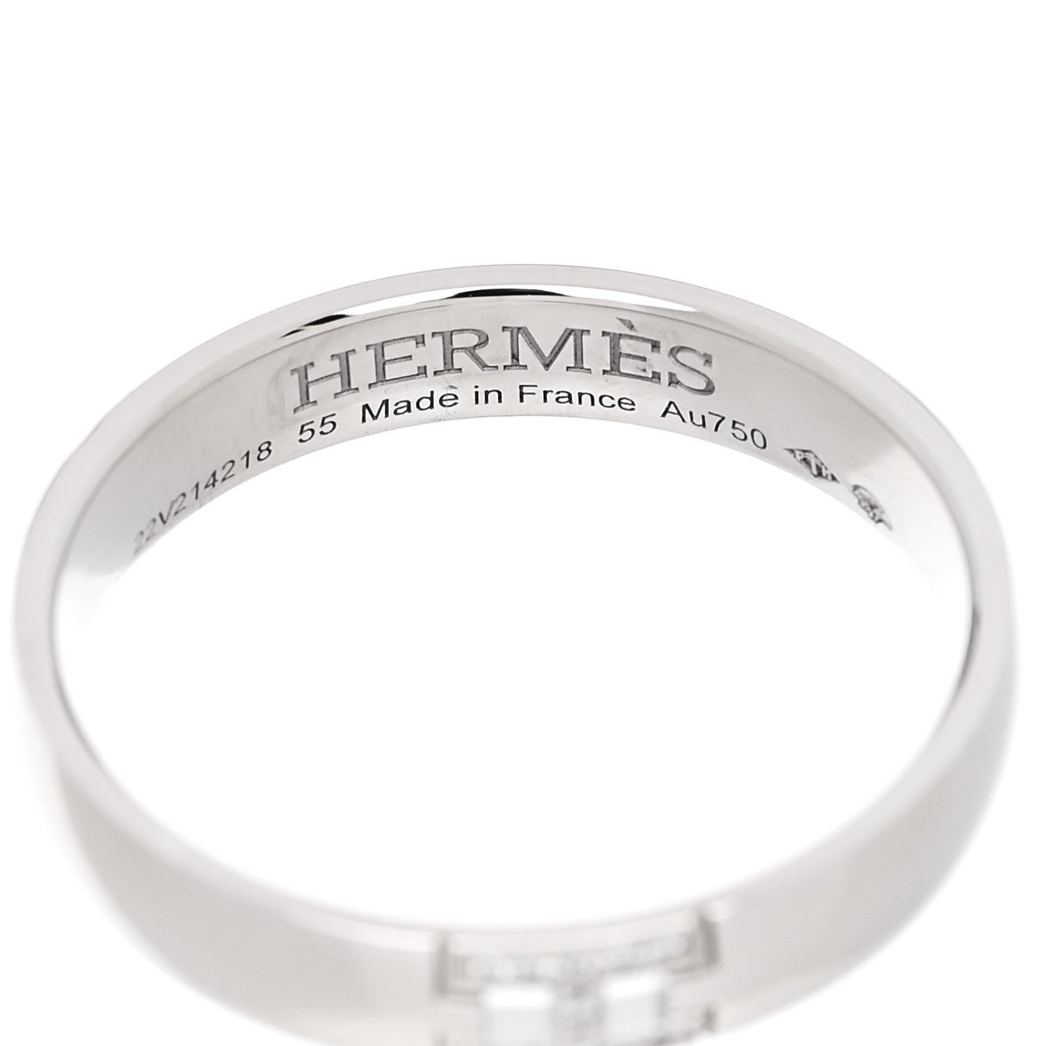 Hermes 18K White Gold Diamond Ever Herakles Wedding Band Ring 55 7.25 4 of 5
