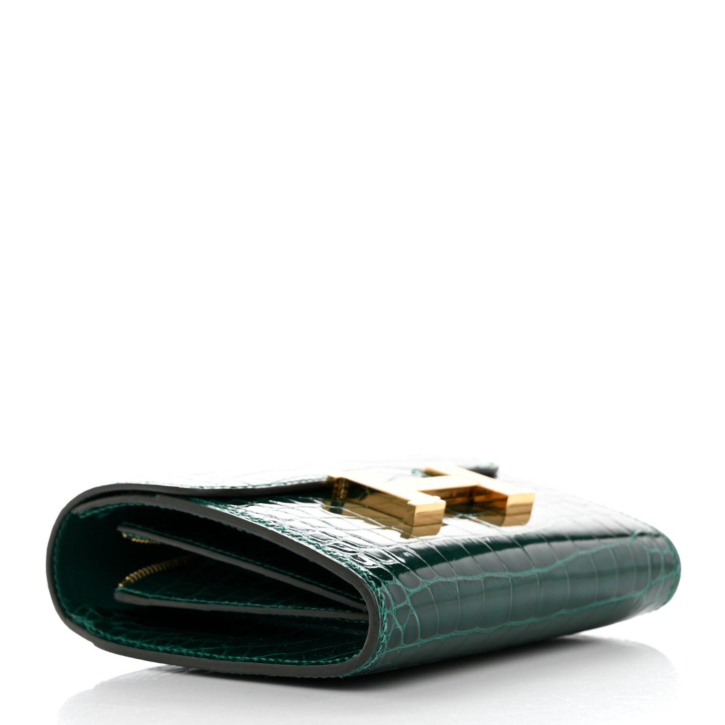 Shiny Alligator Constance Short Wallet Vert Emeraude