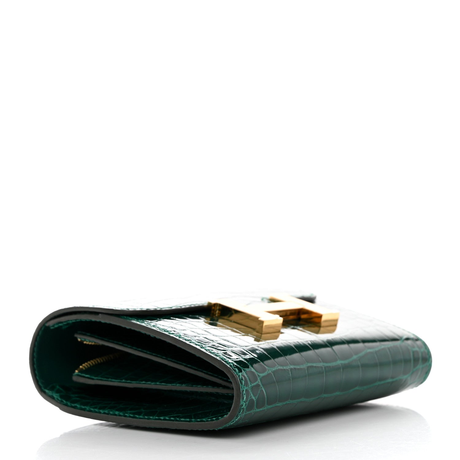 Hermes Shiny Alligator Constance Short Wallet Vert Emeraude 4 of 9