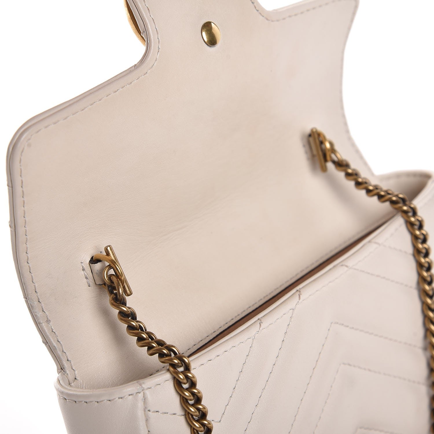 Gucci Calfskin Matelasse Super Mini GG Marmont Shoulder Bag White 9 of 9