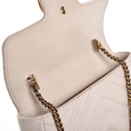 Gucci Calfskin Matelasse Super Mini GG Marmont Shoulder Bag White 9 of 9