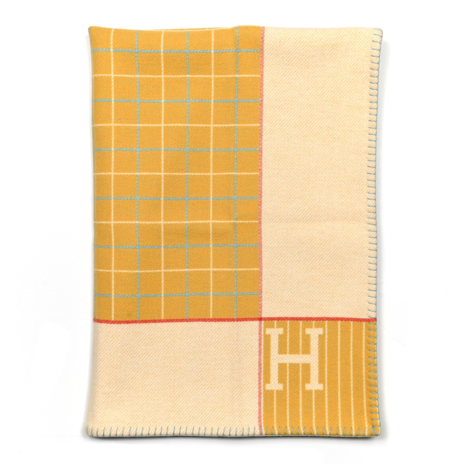 Hermes Wool Cashmere Avalon Passe-Passe Blanket Miel 1 of 4