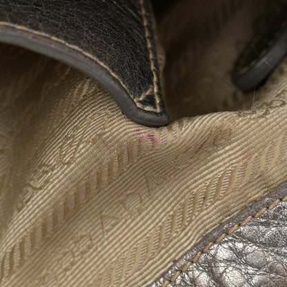 Prada Metallic Vitello Daino Side Pocket Hobo Acciaio 12 of 25
