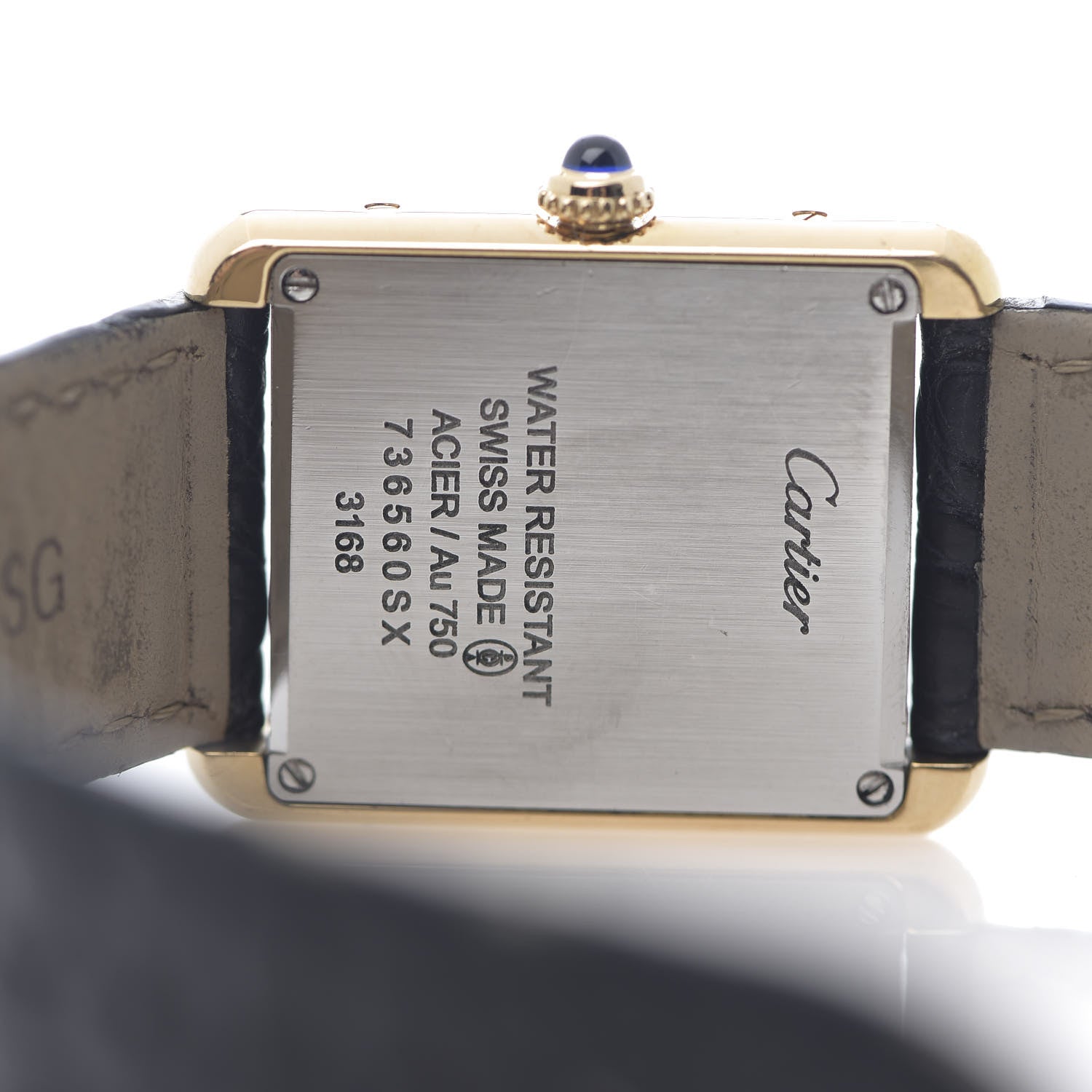 Cartier Stainless Steel 18K Yellow Gold Alligator 24mm Tank Solo Quartz Watch 5 of 9