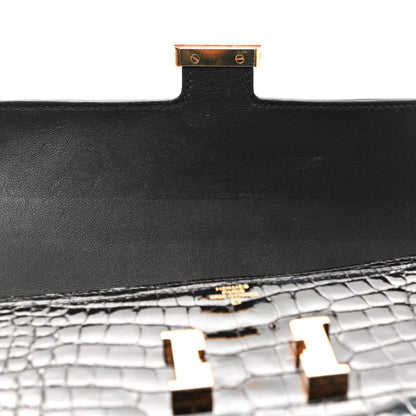 Hermes Shiny Alligator Constance Long Wallet Black 9 of 9