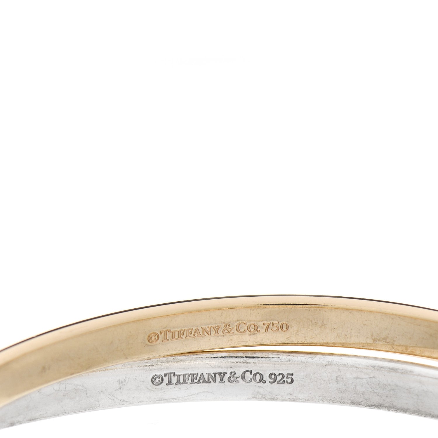 Tiffany 18K Yellow Gold Sterling Silver 1837 Interlocking Bangle Bracelet 3 of 3