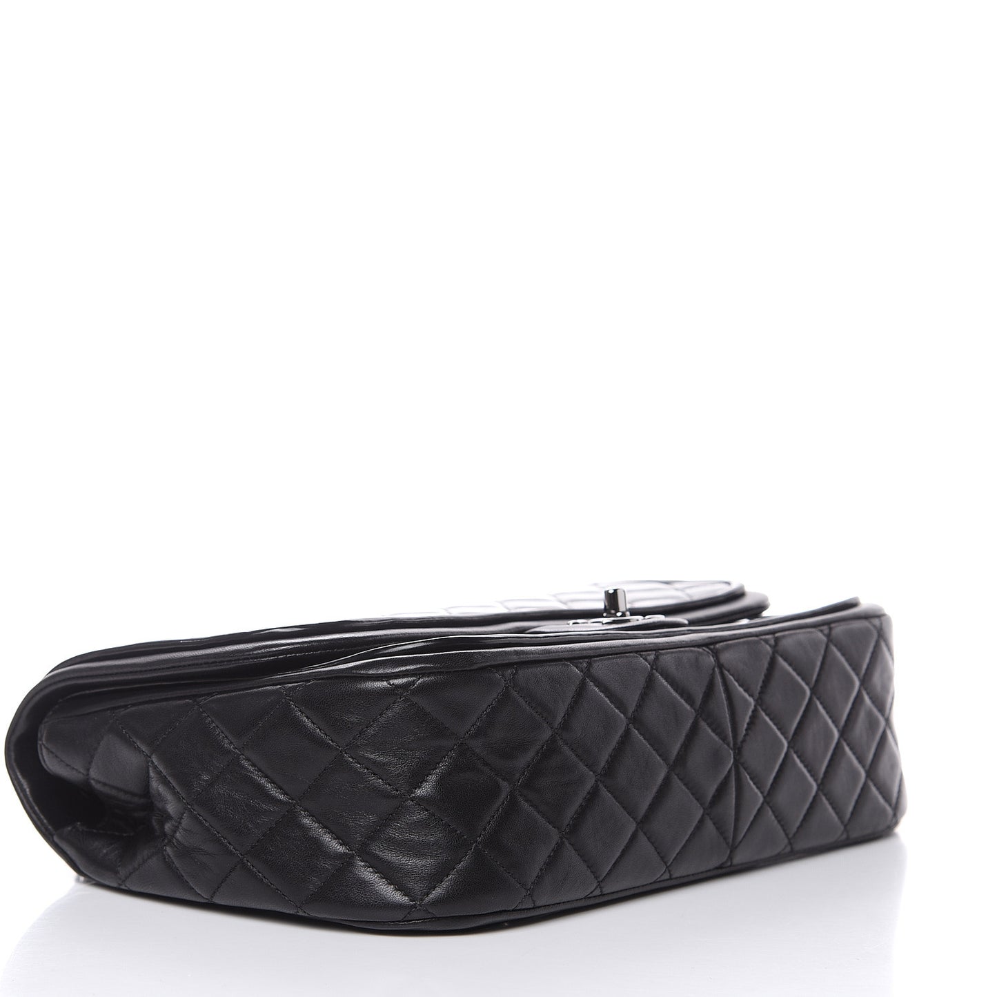 Patent Quilted Jumbo Classic Twist Flap Bag Black