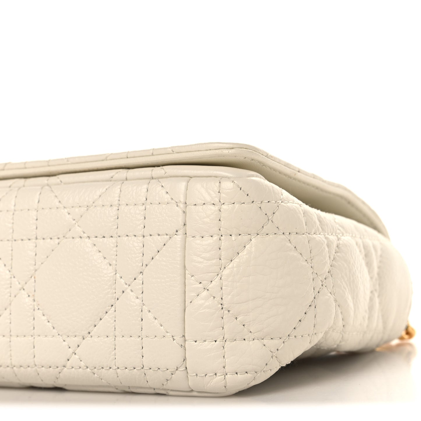 Grained Calfskin Cannage Small Caro Bag White