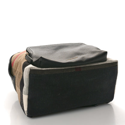 Burberry Mega Check Calfskin Abbeydale Simple Backpack Black Camel 4 of 9