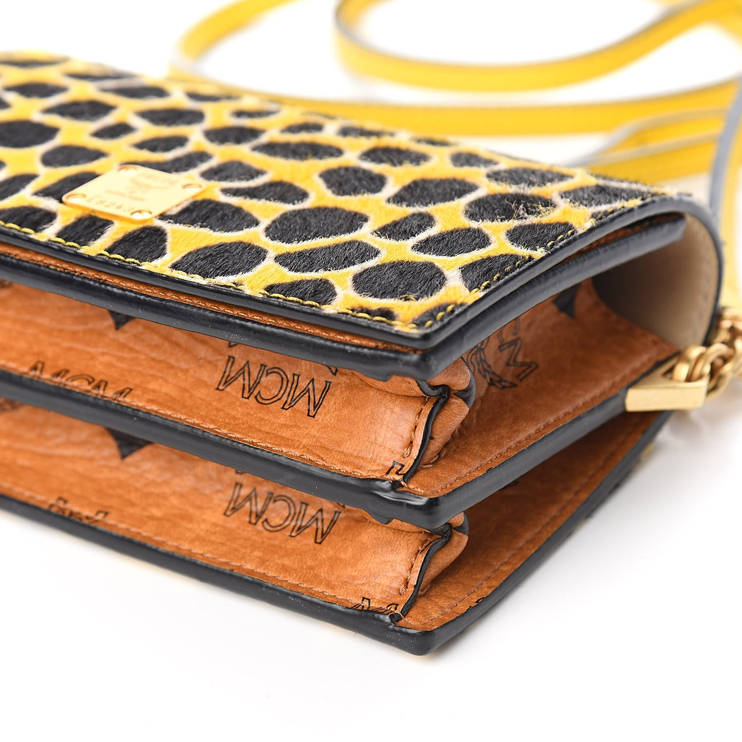 Visetos Calf Hair Giraffe Print Cross Body Yellow