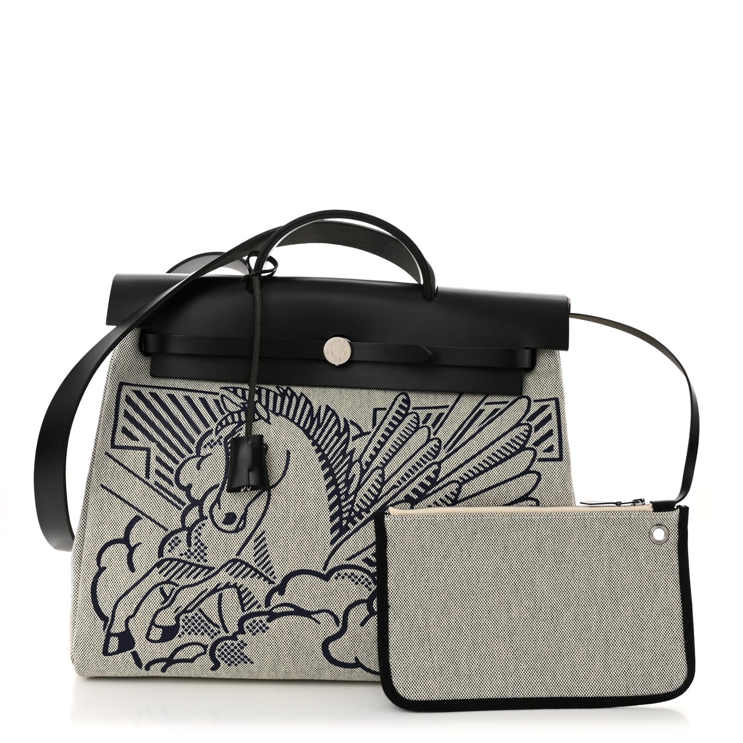 Vache Hunter Toile H Pegase Pop Herbag Zip Retourne 39 MM Bleu Indigo Ecru Black