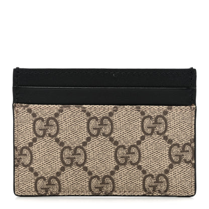 Gucci GG Supreme Monogram Calfskin Card Holder Beige Black 1 of 6