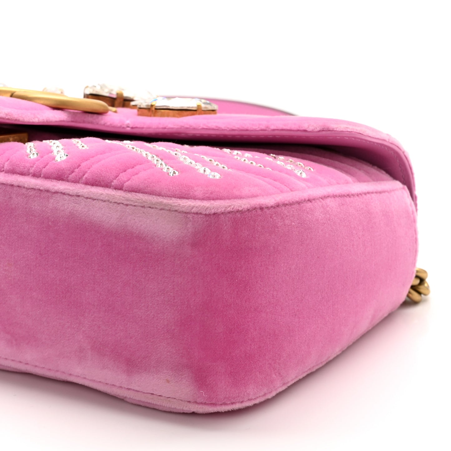 Velvet Matelasse Marquise Crystals Embroidered Small GG Marmont Shoulder Bag Malva