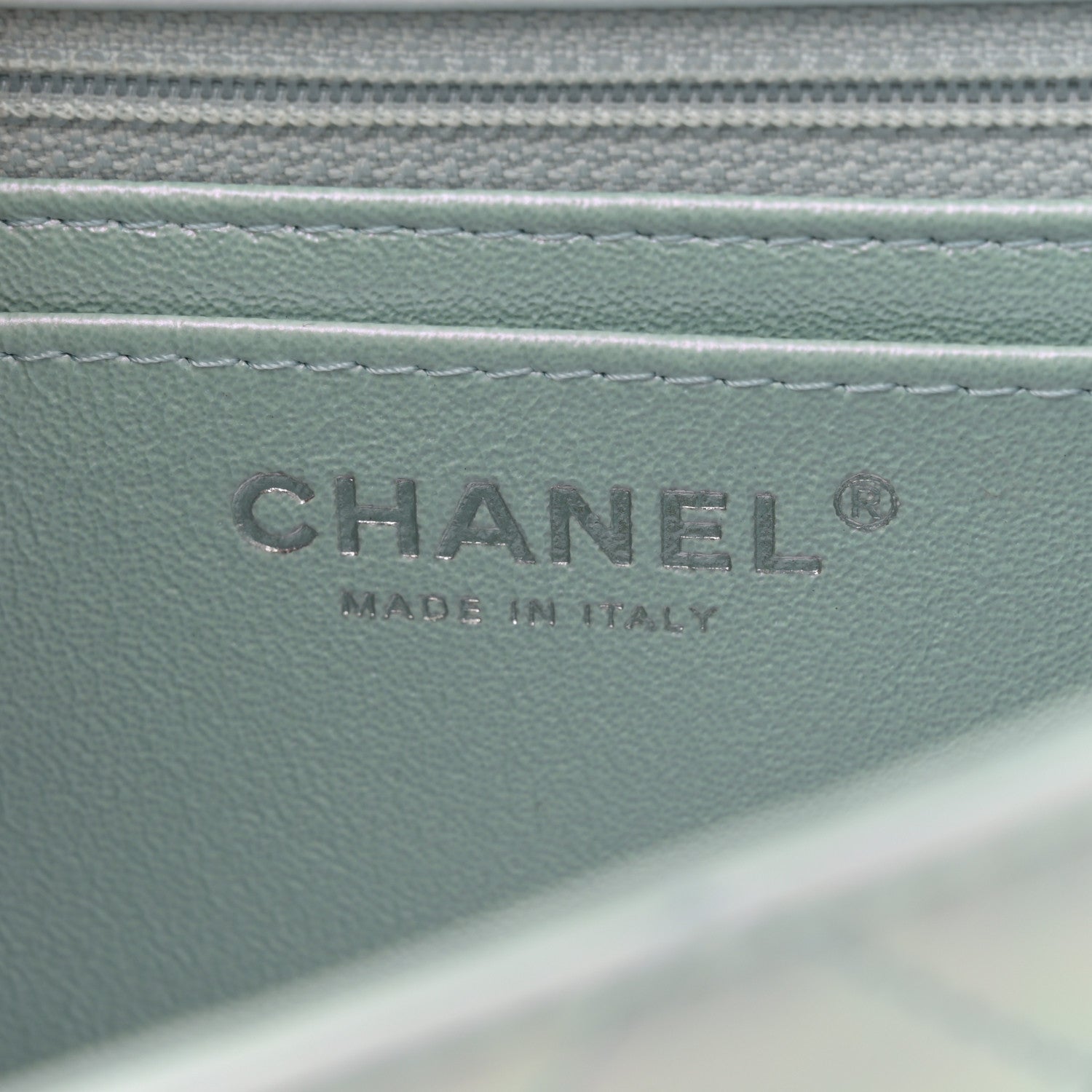 Chanel Iridescent Calfskin Quilted Mini Rectangular Flap Light Blue 6 of 11