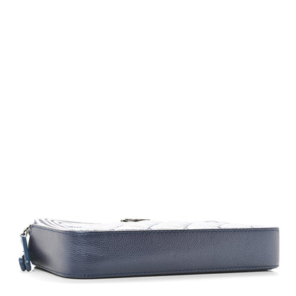 Chanel Metallic Caviar Quilted Small Boy Clutch With Chain Navy 4 of 13