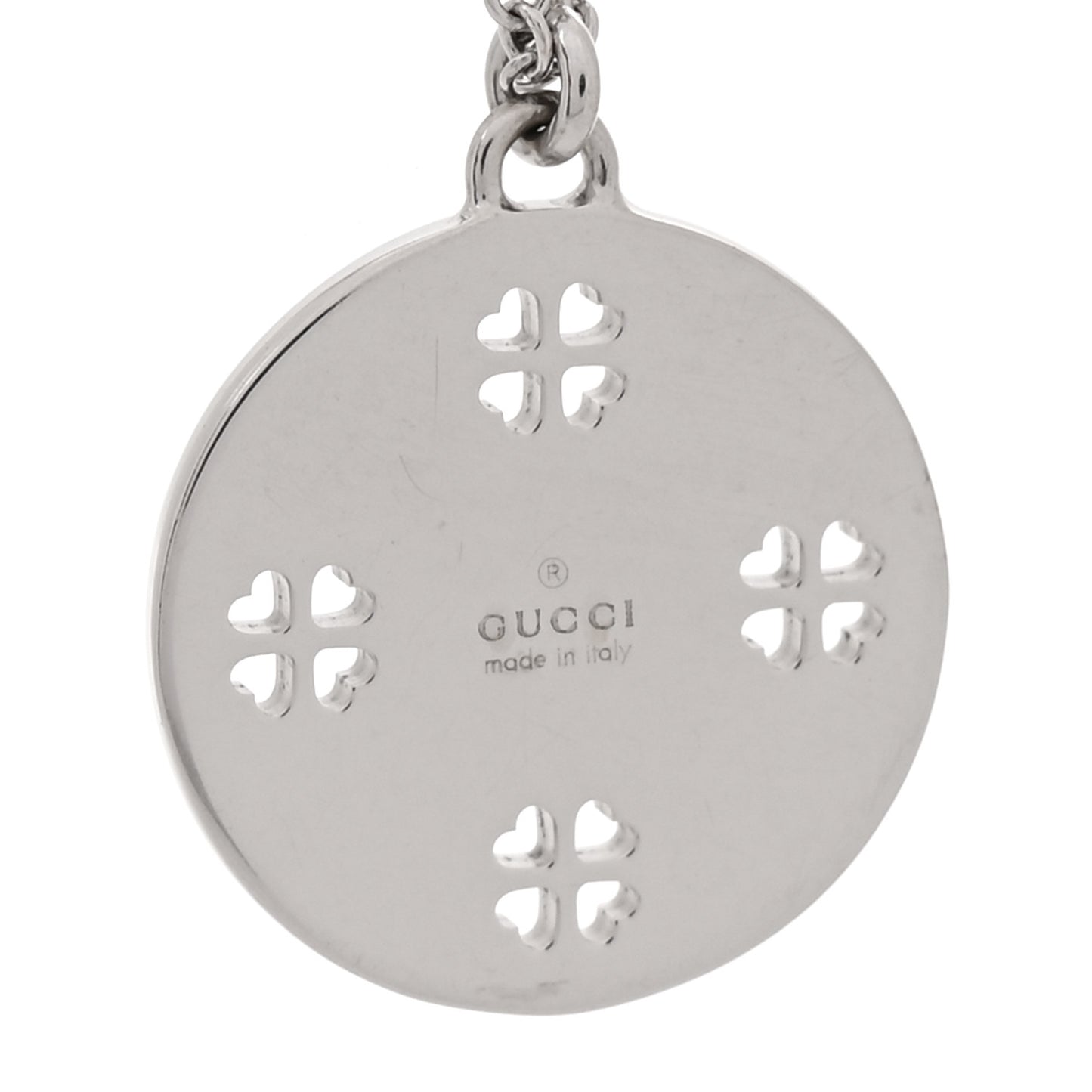 18K White Gold Diamond Clover Pendant Necklace