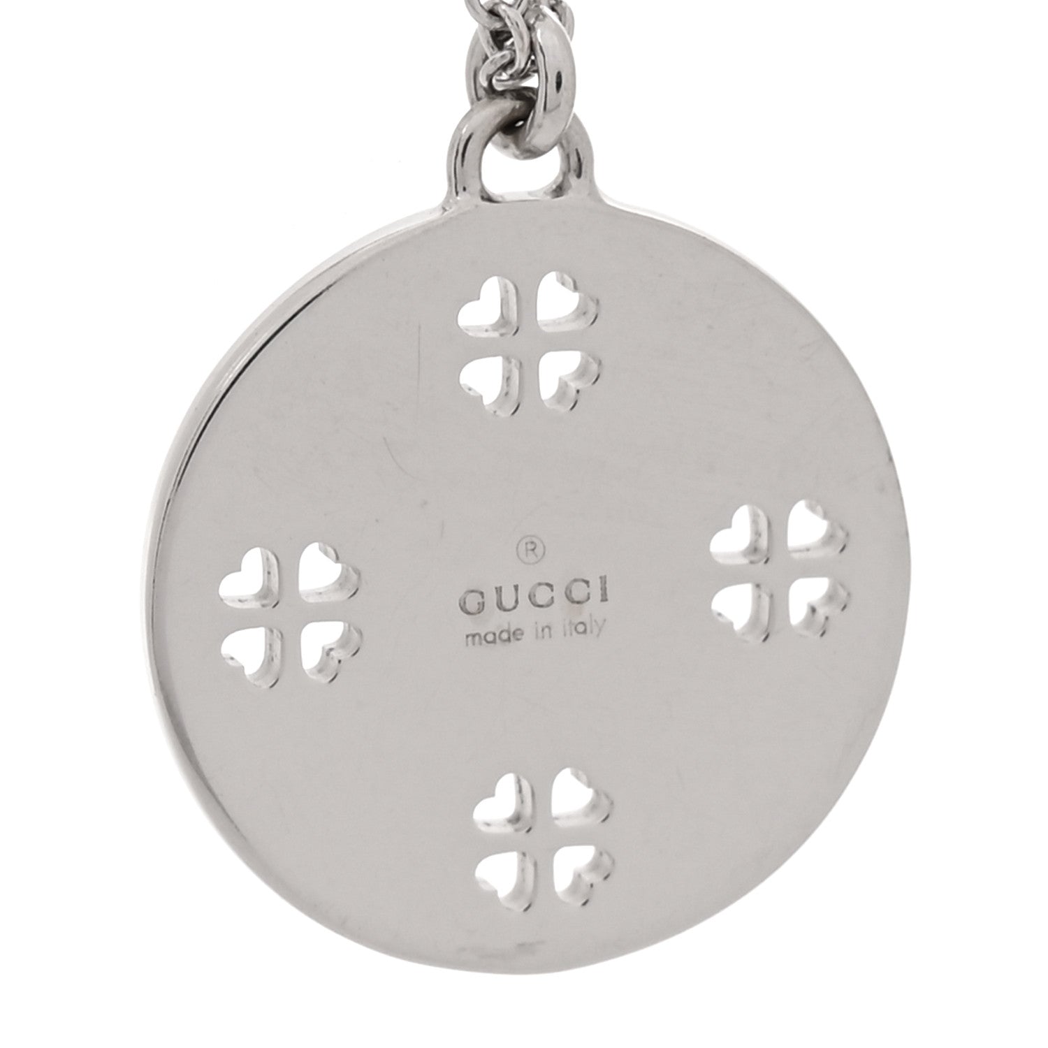 Gucci 18K White Gold Diamond Clover Pendant Necklace 6 of 6