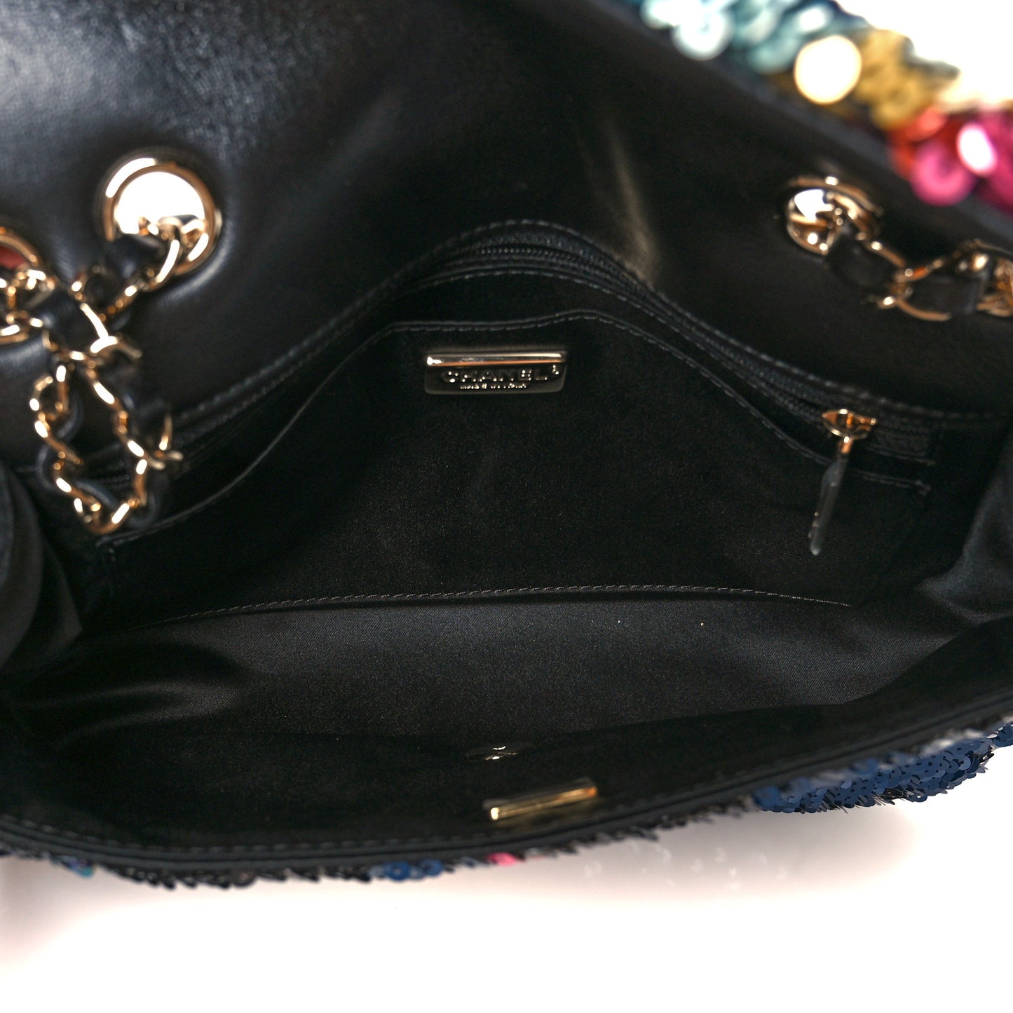 Sequin Medium Single Flap Blue Black Multicolor