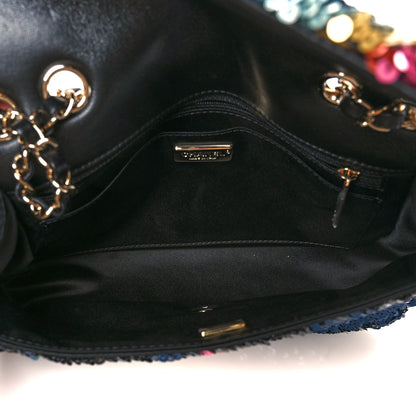 Chanel Sequin Medium Single Flap Blue Black Multicolor 5 of 11
