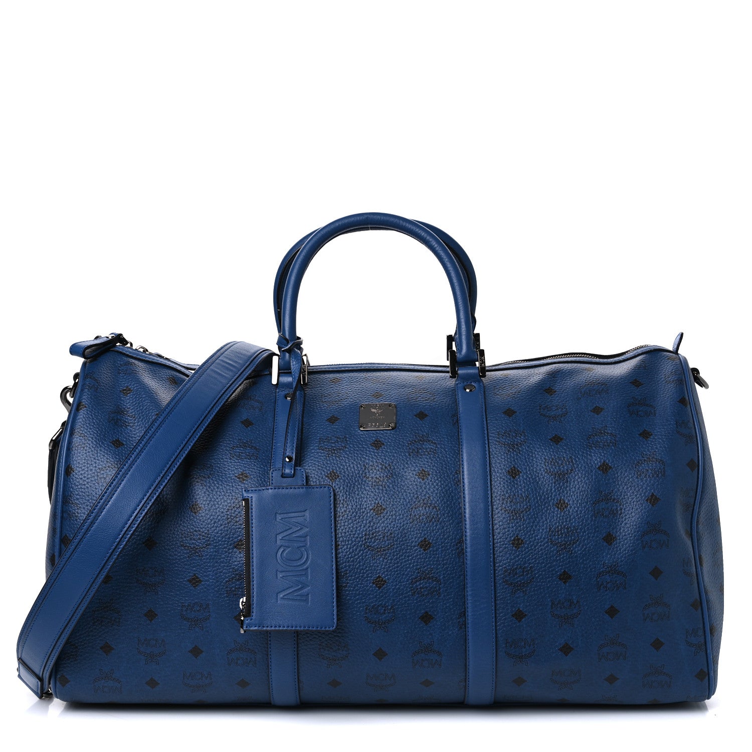 MCM Visetos Large Traveler Weekender Bag Navy Blue 1 of 10