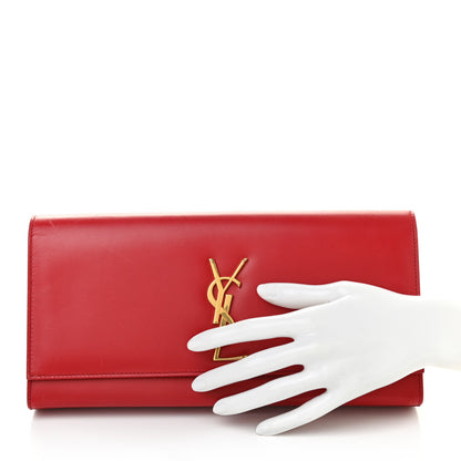Saint Laurent Calfskin Classic Monogram Cassandre Clutch Rouge Orient 4 of 28