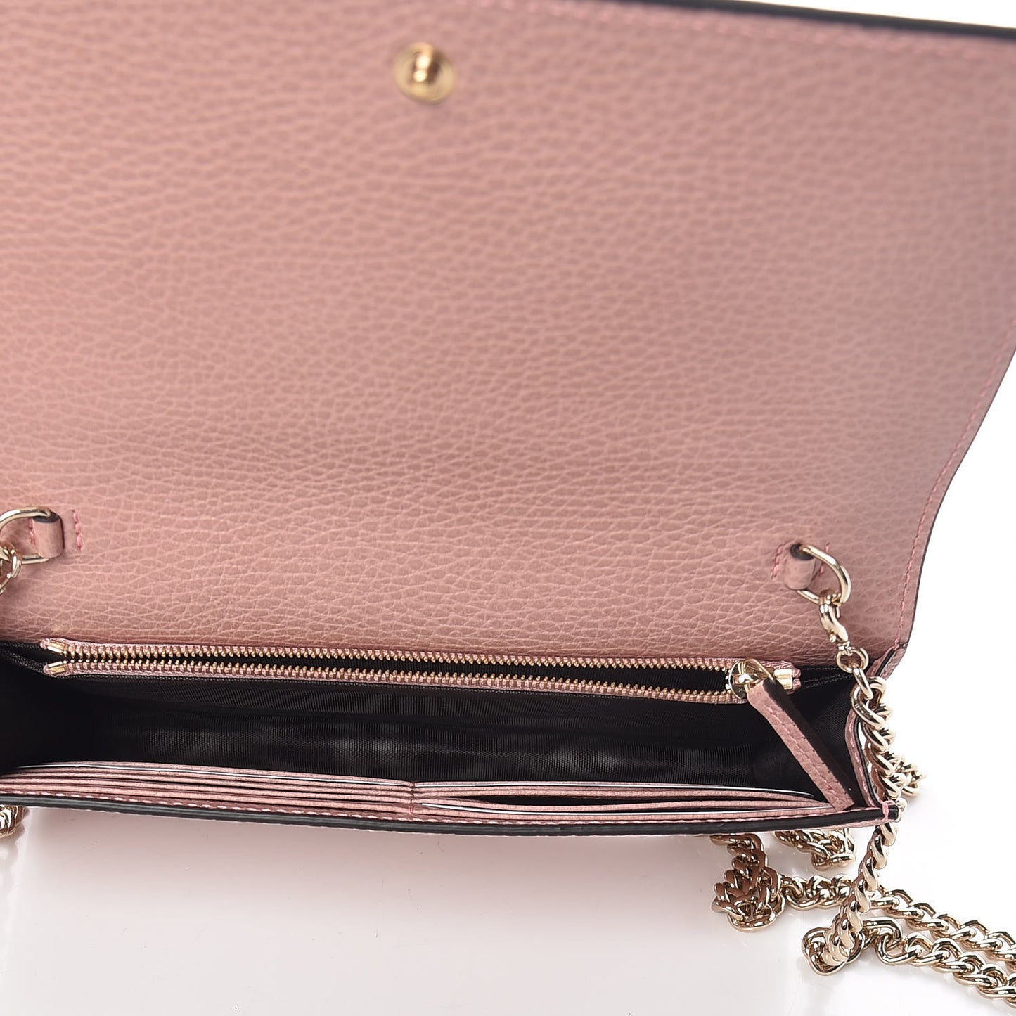 Dollar Calfskin Medium Betty Chain Wallet Soft Pink