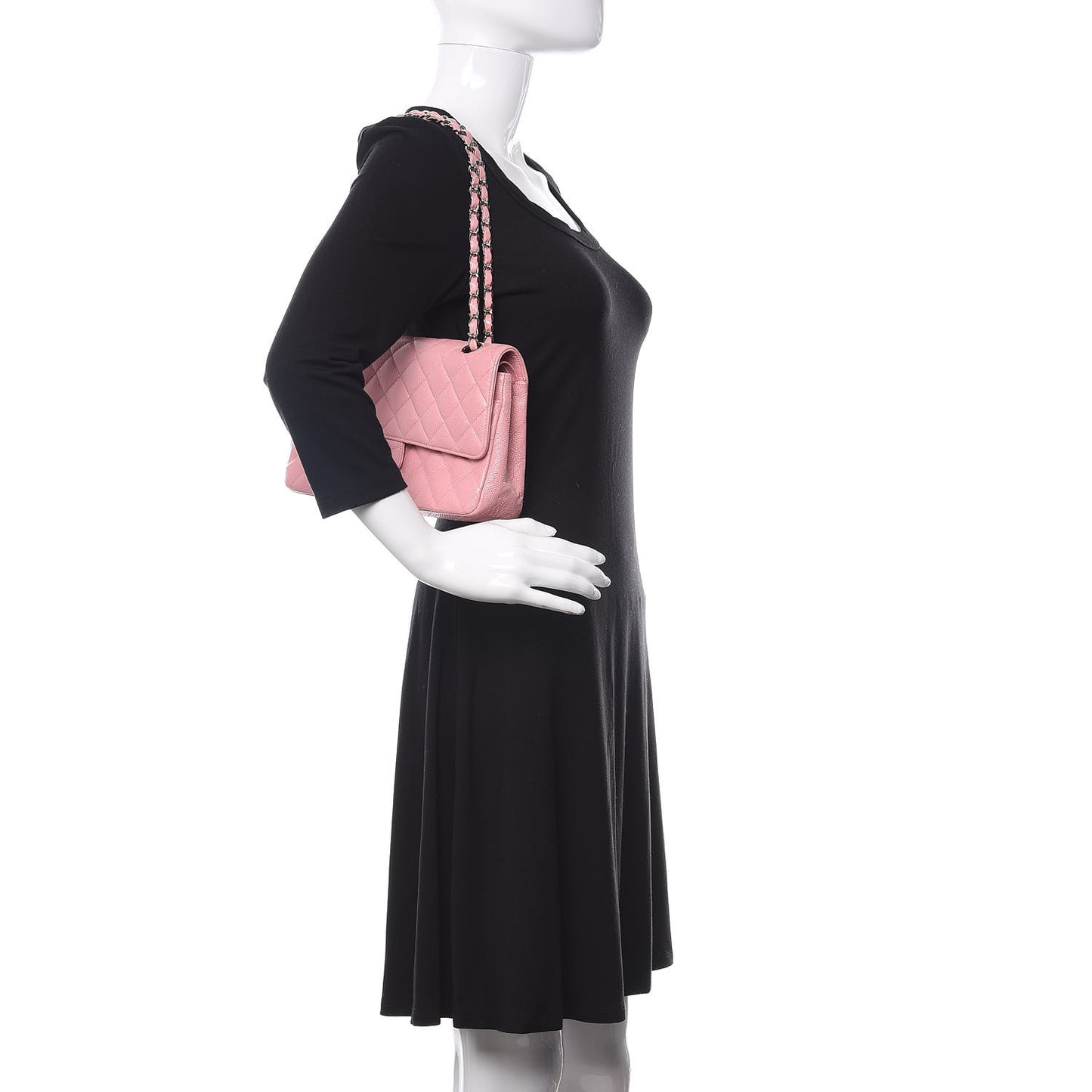 Caviar Quilted Medium Double Flap Pink