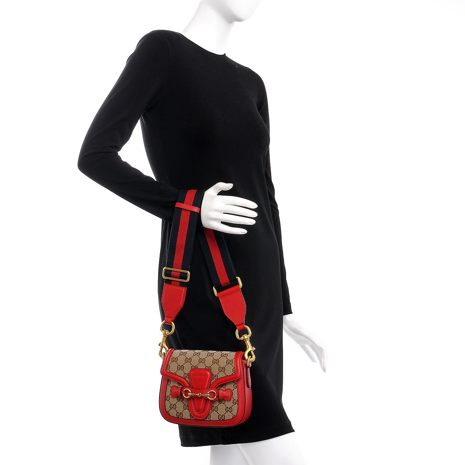 Gucci Monogram Ruinart Calfskin Small Lady Web Shoulder Bag Beige Ebony Hibiscus Red 2 of 8