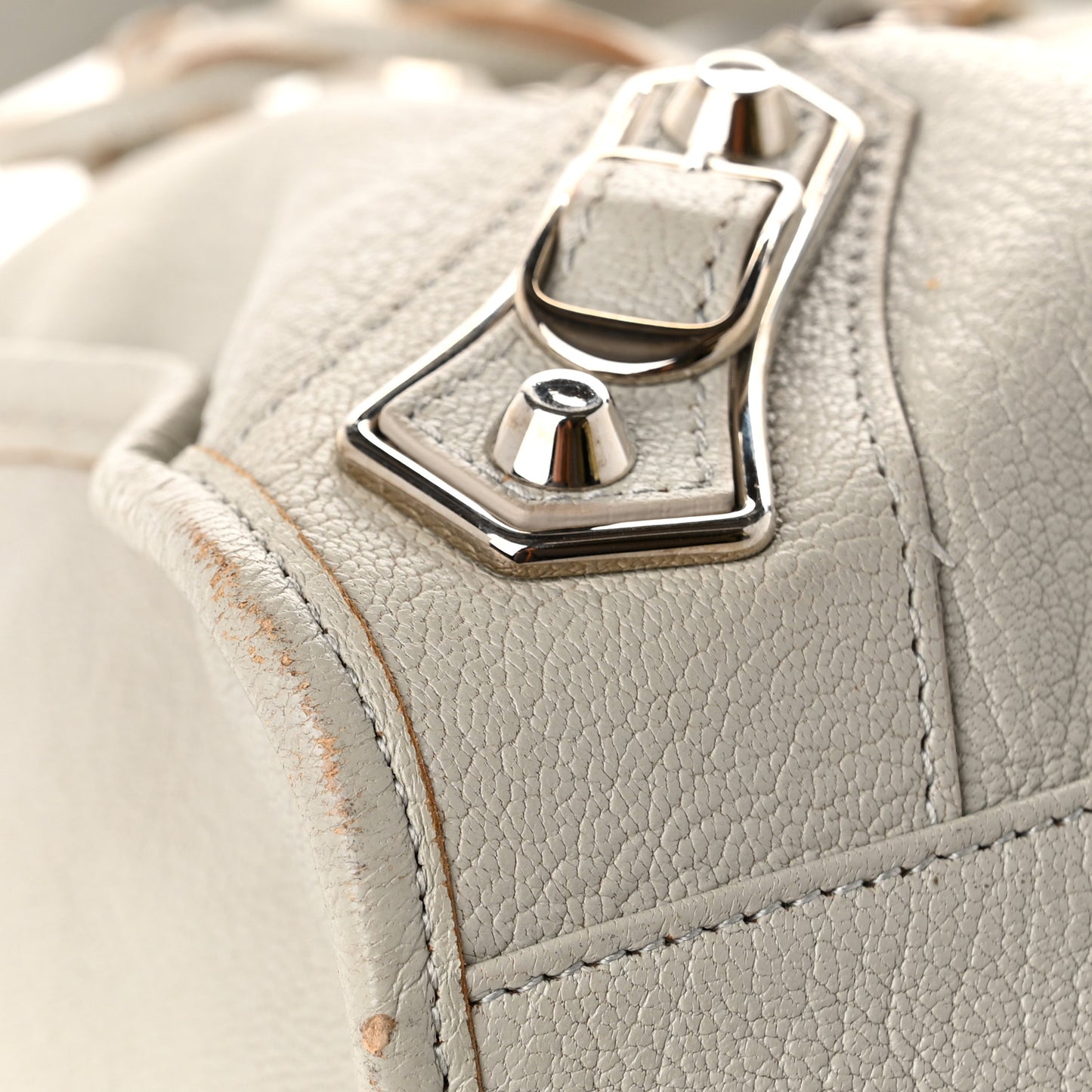 Chevre Silver Metallic Edge Hardware City Gris Glace