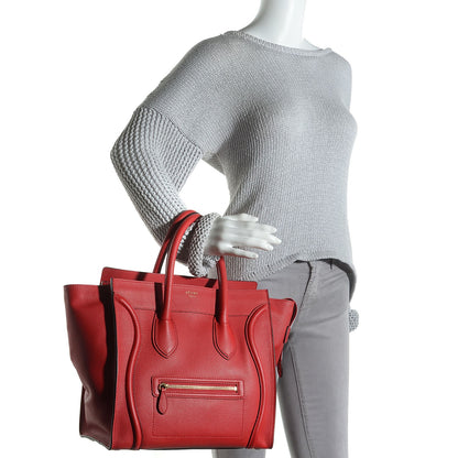 Celine Drummed Calfskin Mini Luggage Coquelicot 10 of 16