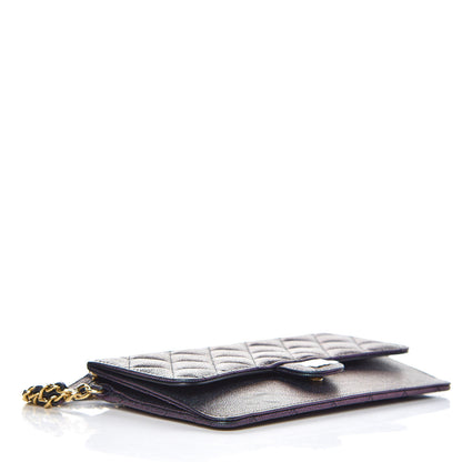 Chanel Iridescent Caviar Quilted Classic Pouch With Handle Black 4 of 9