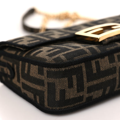 Fendi Fabric Jacquard FF 1974 Mini Baguette Tobacco Moro Black 7 of 8