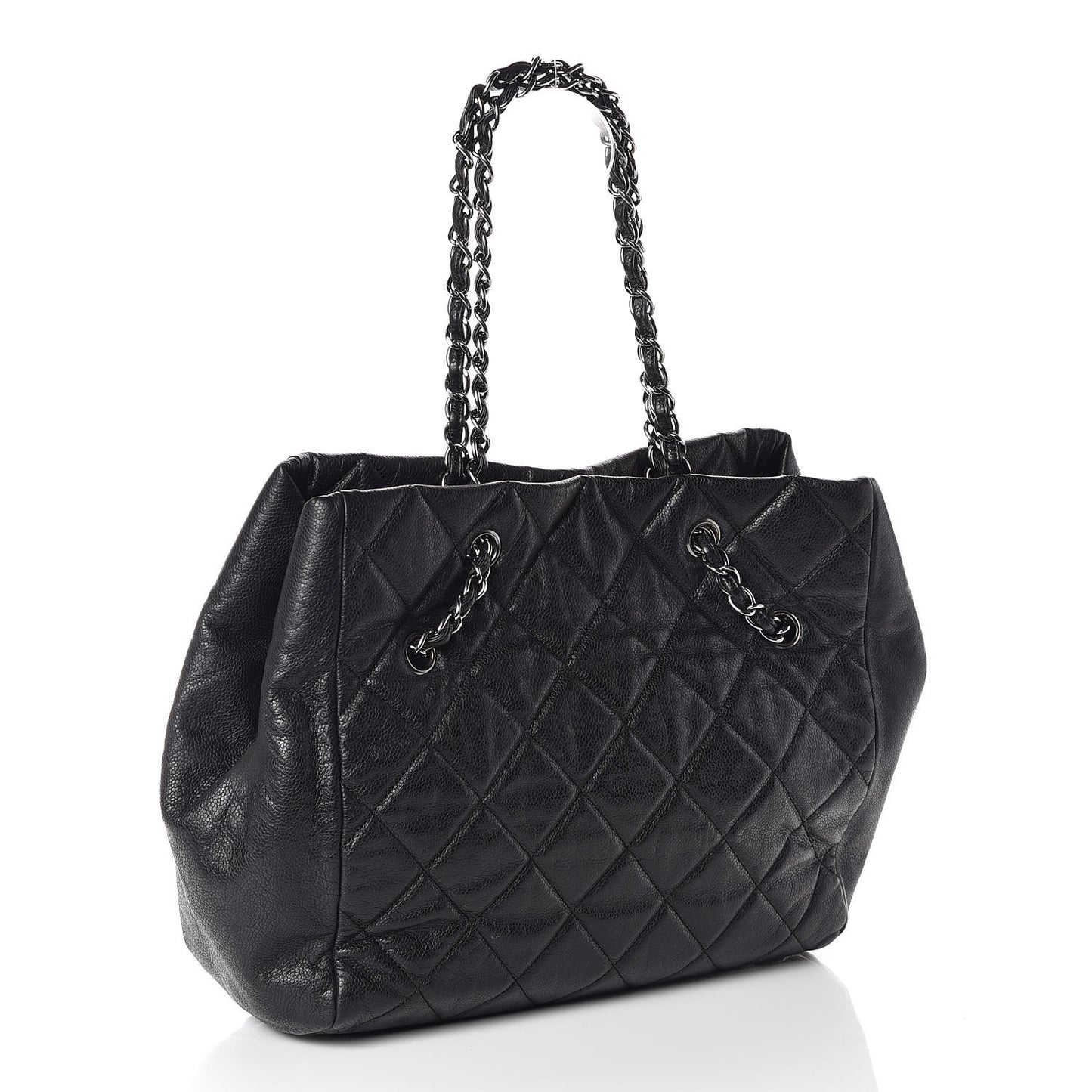 Soft Caviar Quilted Large Cells Tote Black