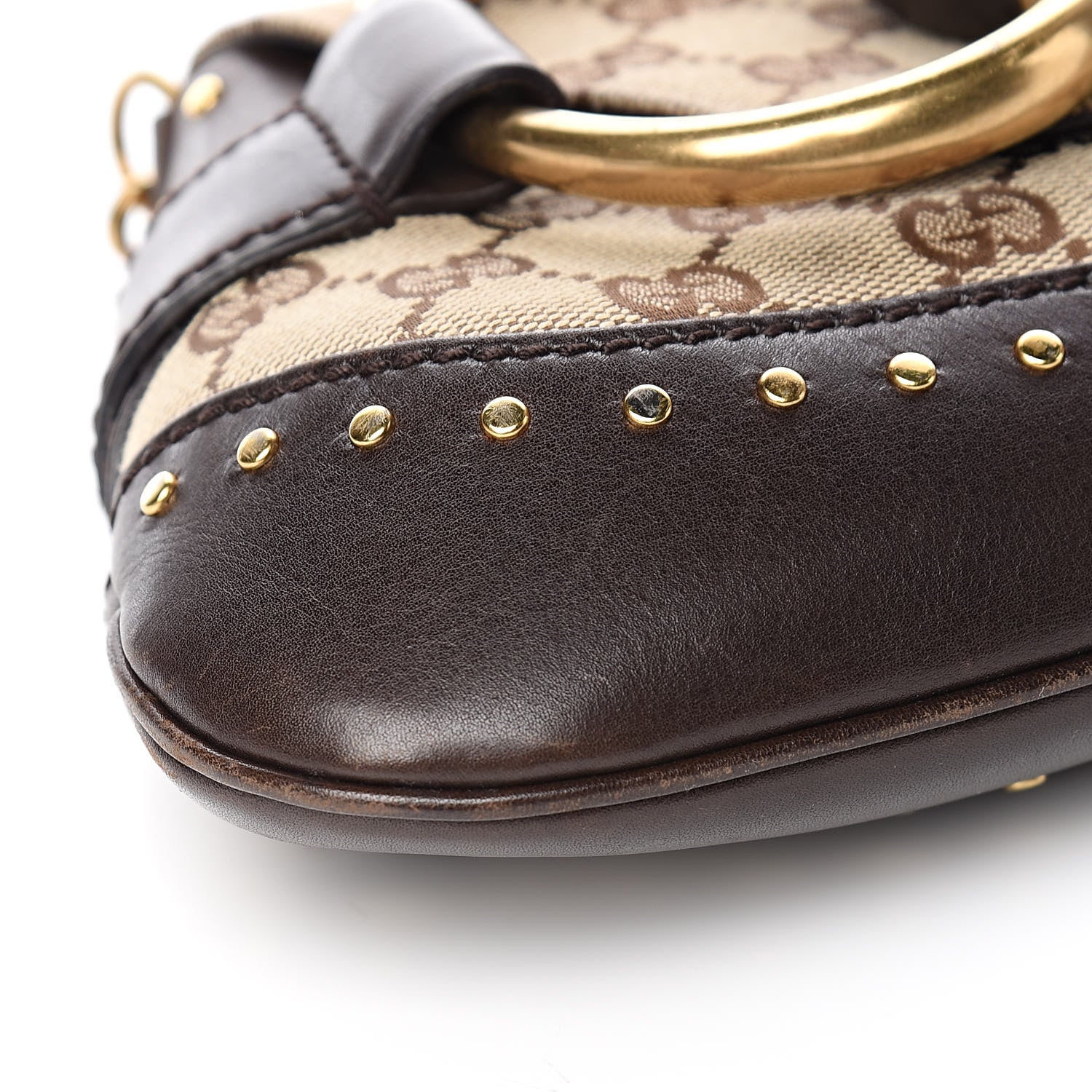 Gucci Monogram Studded Large Horsebit Clutch Dark Brown 8 of 12