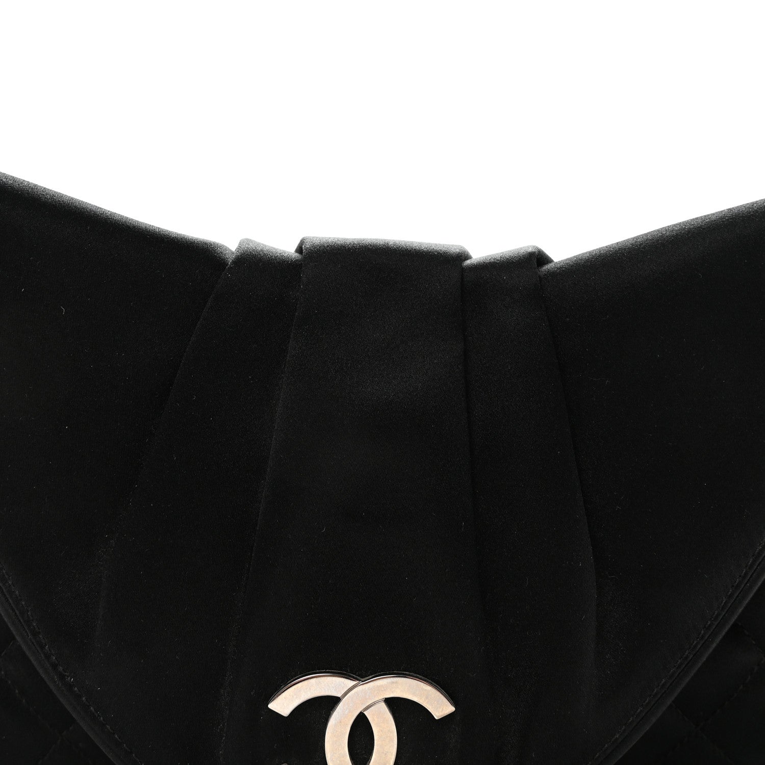 Chanel Satin Quilted Half Moon Clutch  Black 8 of 8