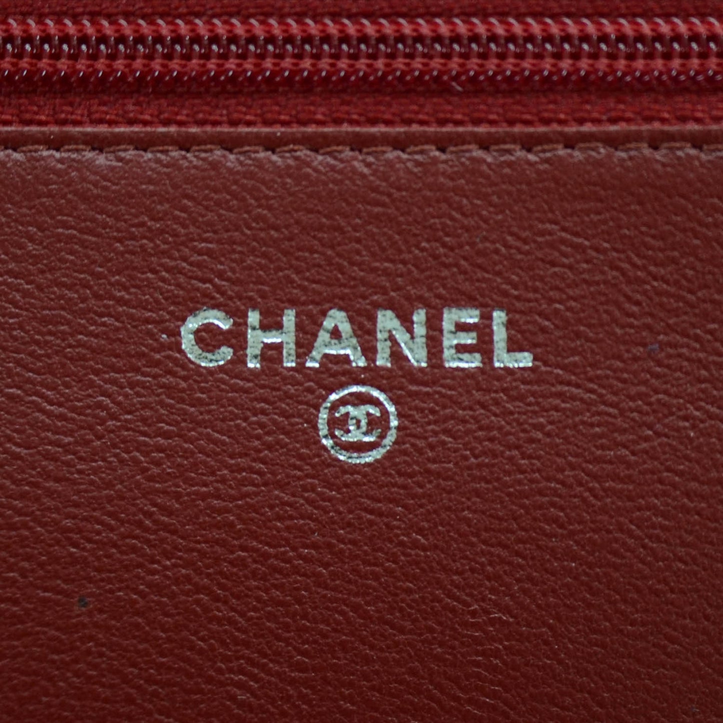 Lambskin Camellia Wallet on Chain WOC Red