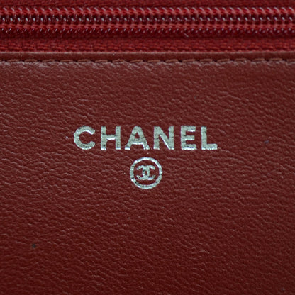 Chanel Lambskin Camellia Wallet on Chain WOC Red 10 of 13