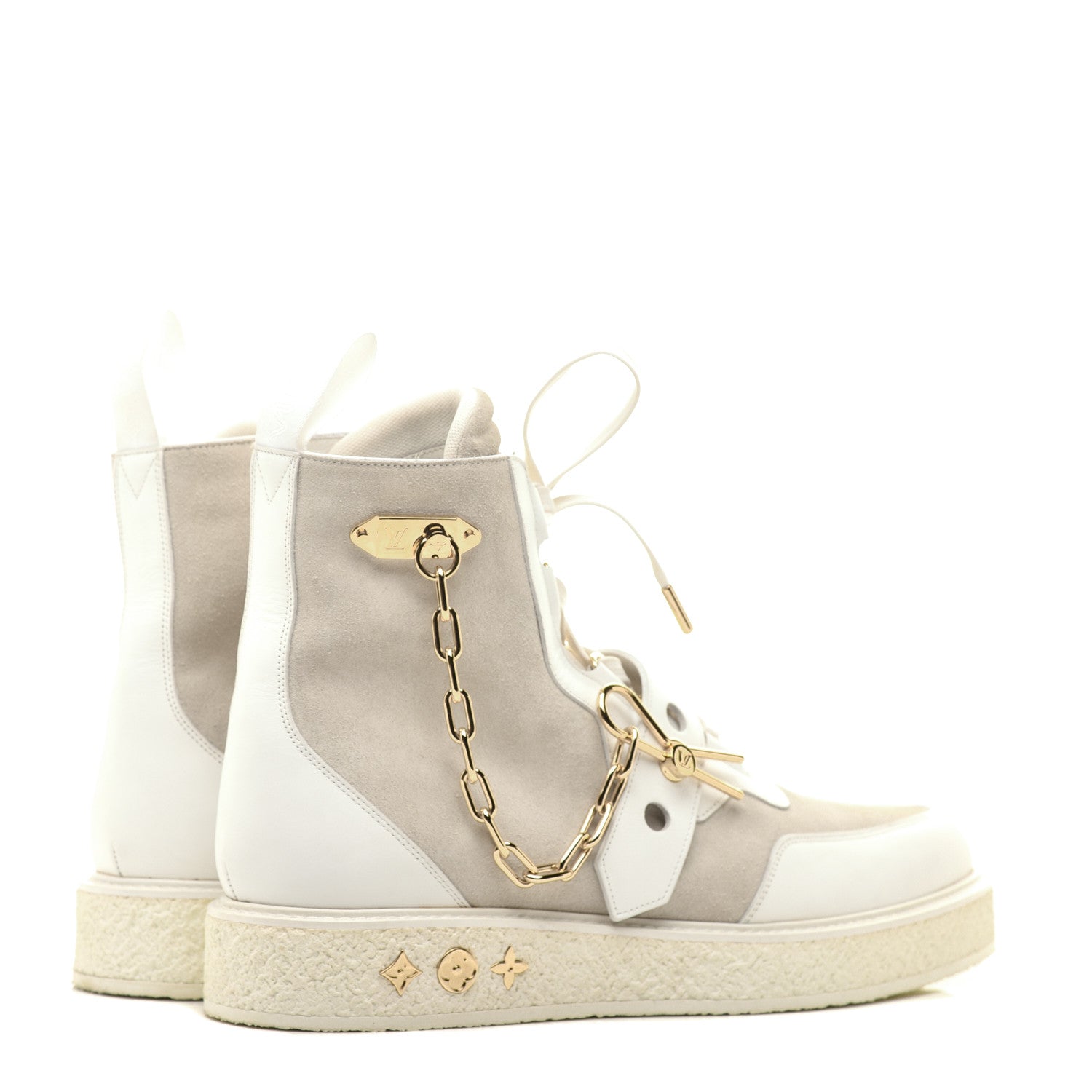 Louis Vuitton Calfskin Suede Mens Creeper Ankle Boots 10 White 4 of 10