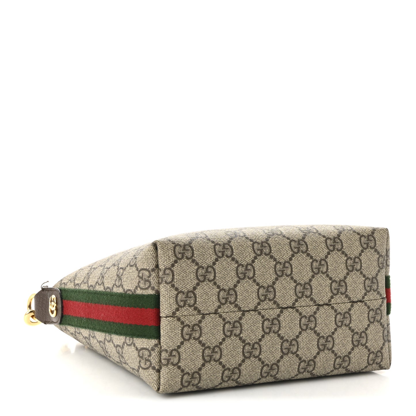 GG Supreme Monogram Textured Calfskin Web Super Mini Ophidia Shoulder Bag Beige Ebony New Acero
