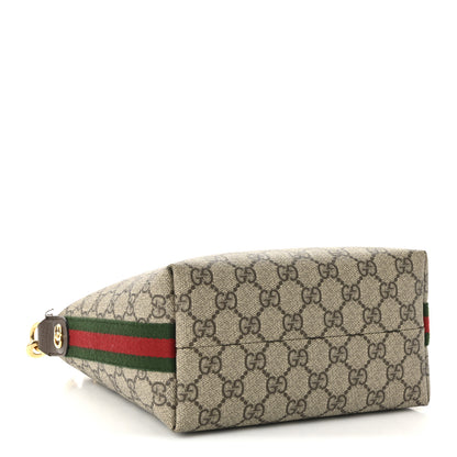Gucci GG Supreme Monogram Textured Calfskin Web Super Mini Ophidia Shoulder Bag Beige Ebony New Acero 4 of 9