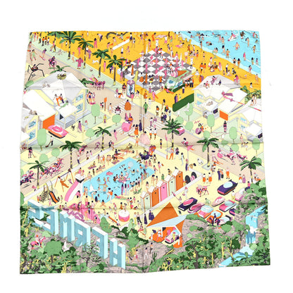 Hermes Silk On The Beach Scarf 90 Jaune Soleil Vert Multicolor 1 of 4