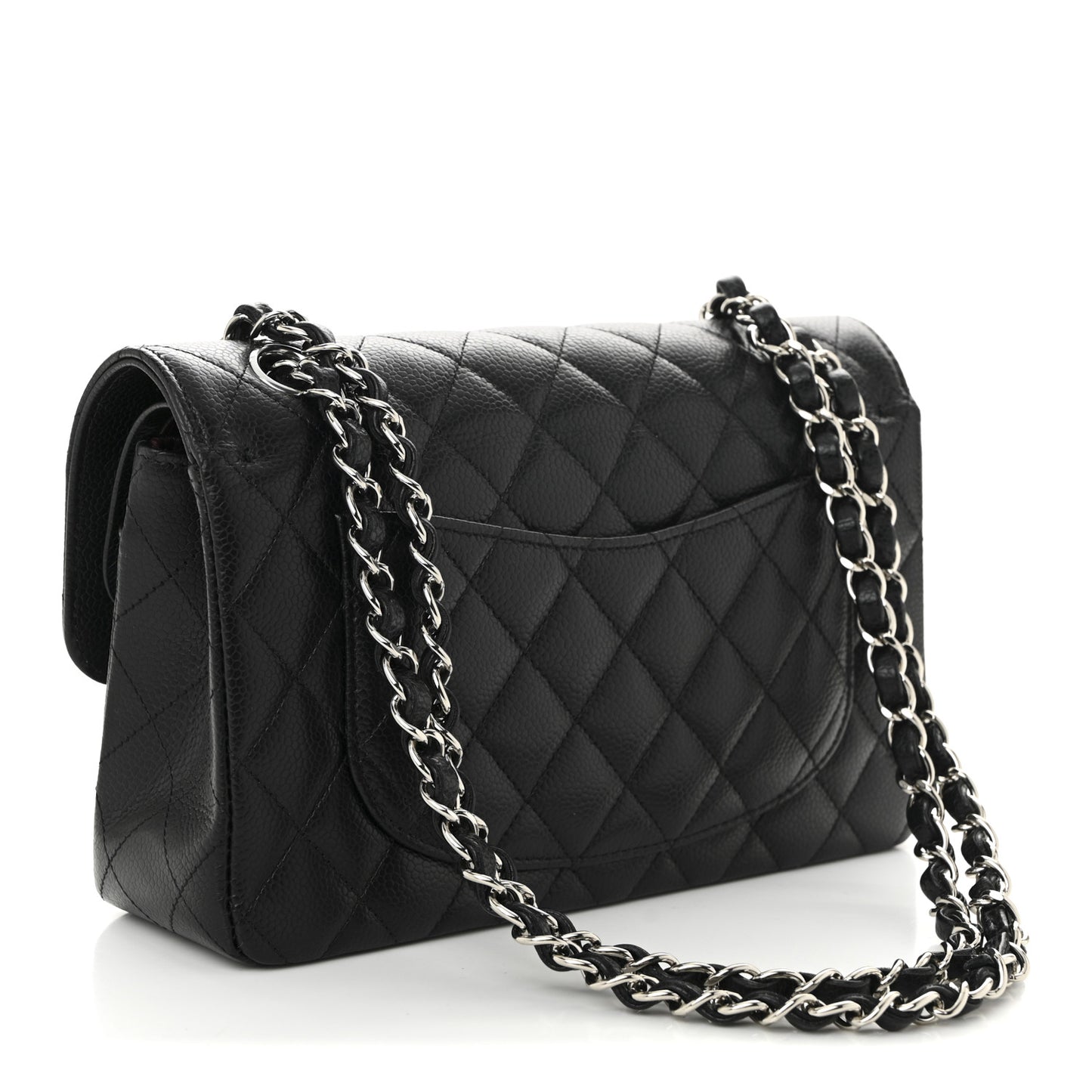 Caviar Quilted Small Double Flap Black