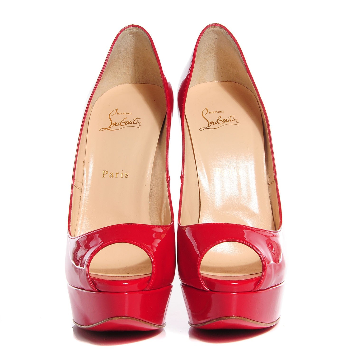 Christian Louboutin Patent Lady Peep 150 Pumps 40.5 Red 2 of 5
