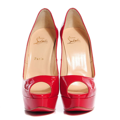 Christian Louboutin Patent Lady Peep 150 Pumps 40.5 Red 2 of 5
